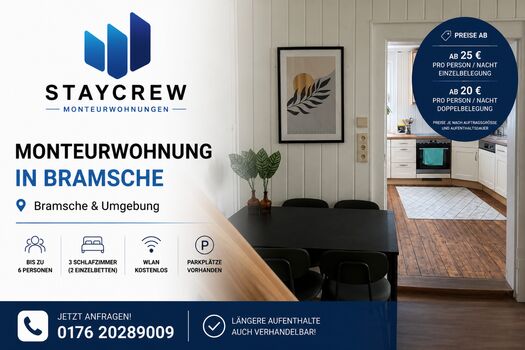 Monteurwohnung in Bramsche – Perfekte Unterkunft für Ihr Team Monteurwohnung in Bramsche – Perfekte Unterkunft für Ihr Team