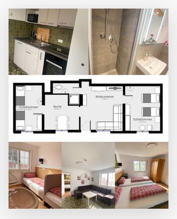 Wohnung Gartenblick (Nr. 1) Neu renoviert seit März 25. 4 Einzeln stehende Betten. 