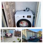 Waschmaschine, Terrasse und Eingang 