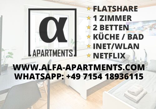 Stuttgart Doppelzimmer im 2er Flatshare 2 Betten INET WM