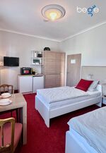 Heller Wohn- und Schlafbereich mit Smart-TV und Essplatz