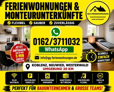 G&G Ferienwohnungen – Monteurunterkünfte Koblenz · Neuwied · Westerwald