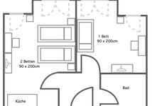 2-Zimmerwohnung mit bis zu 3 Einzelbetten, vollmöbliert Bild 10