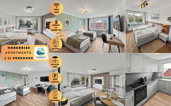 Nordbrise-Apartments A23-10min Hamburg 1-11 Personen