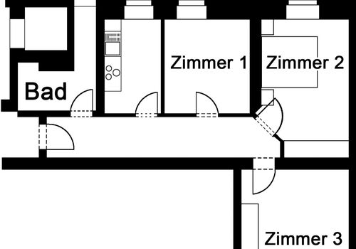 Apartment mit 3 Schlafzimmern, Parkplätze direkt vorm Haus Bild 2