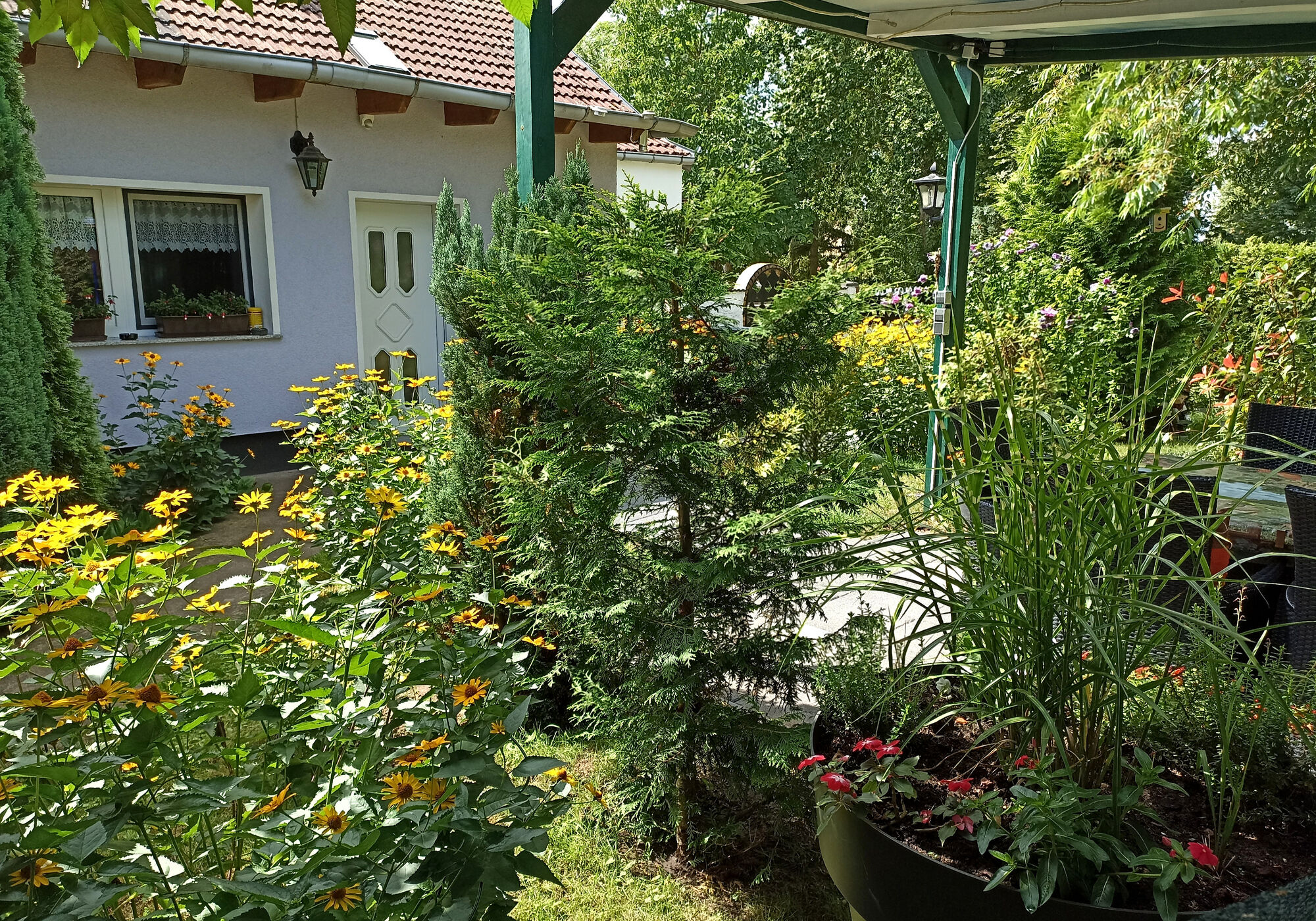 Hauseingang mit Garten