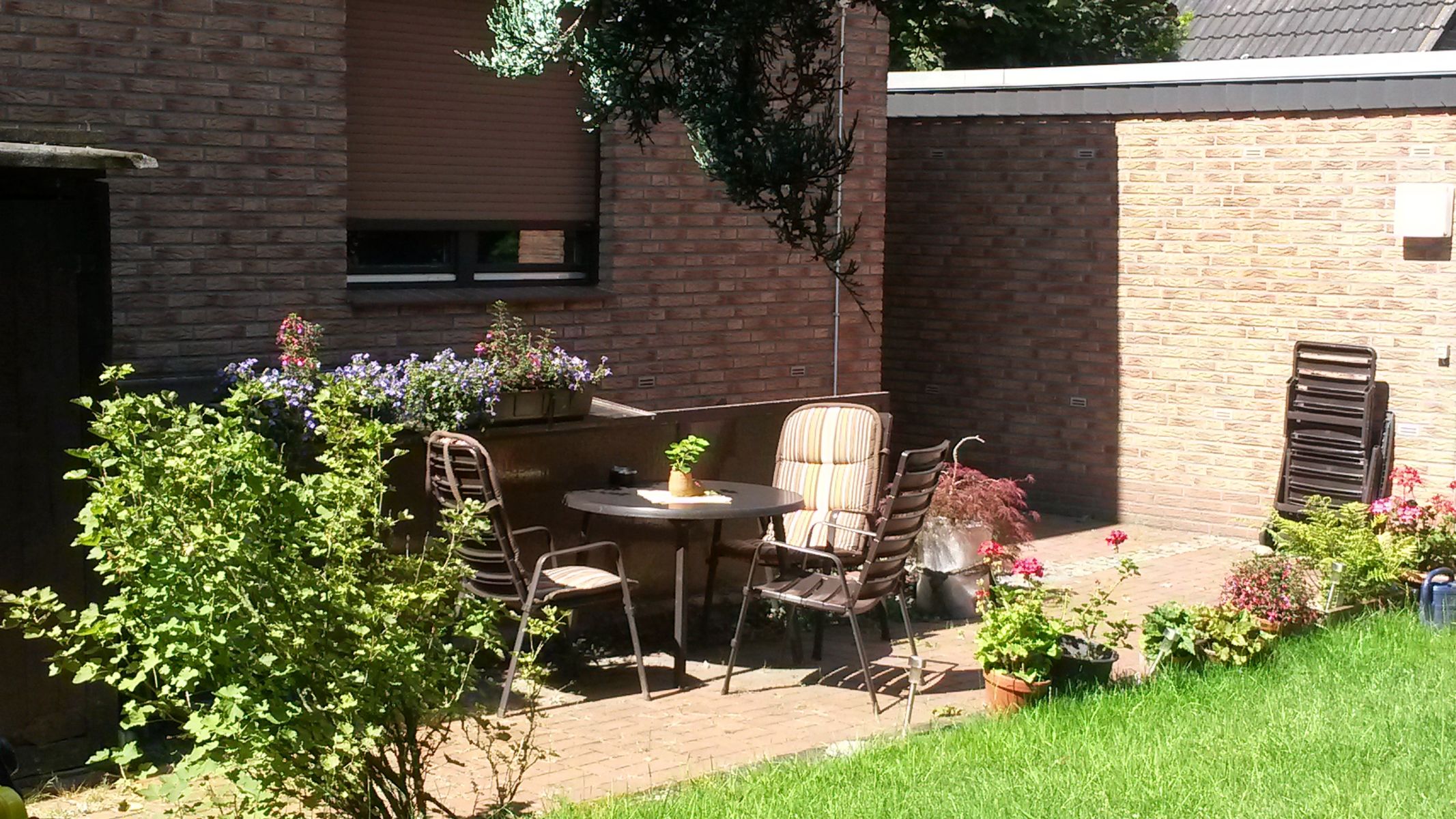 Sitzplatz mit Liegen im Garten