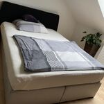 Boxspringbett in einem Zimmer